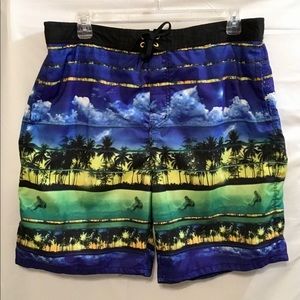 Route 66 Blue & Green Swimming Trunks